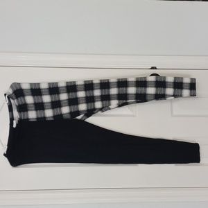 Shein Half Checkered Half Black Leggings